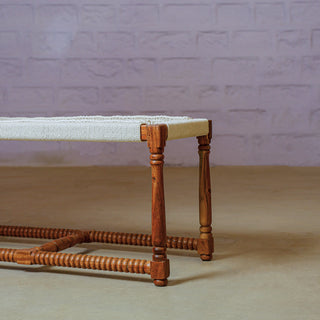 Handwoven Wooden Jute Bench