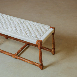 Handwoven Wooden Jute Bench