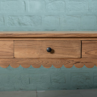 Scalloped Teak Console Table