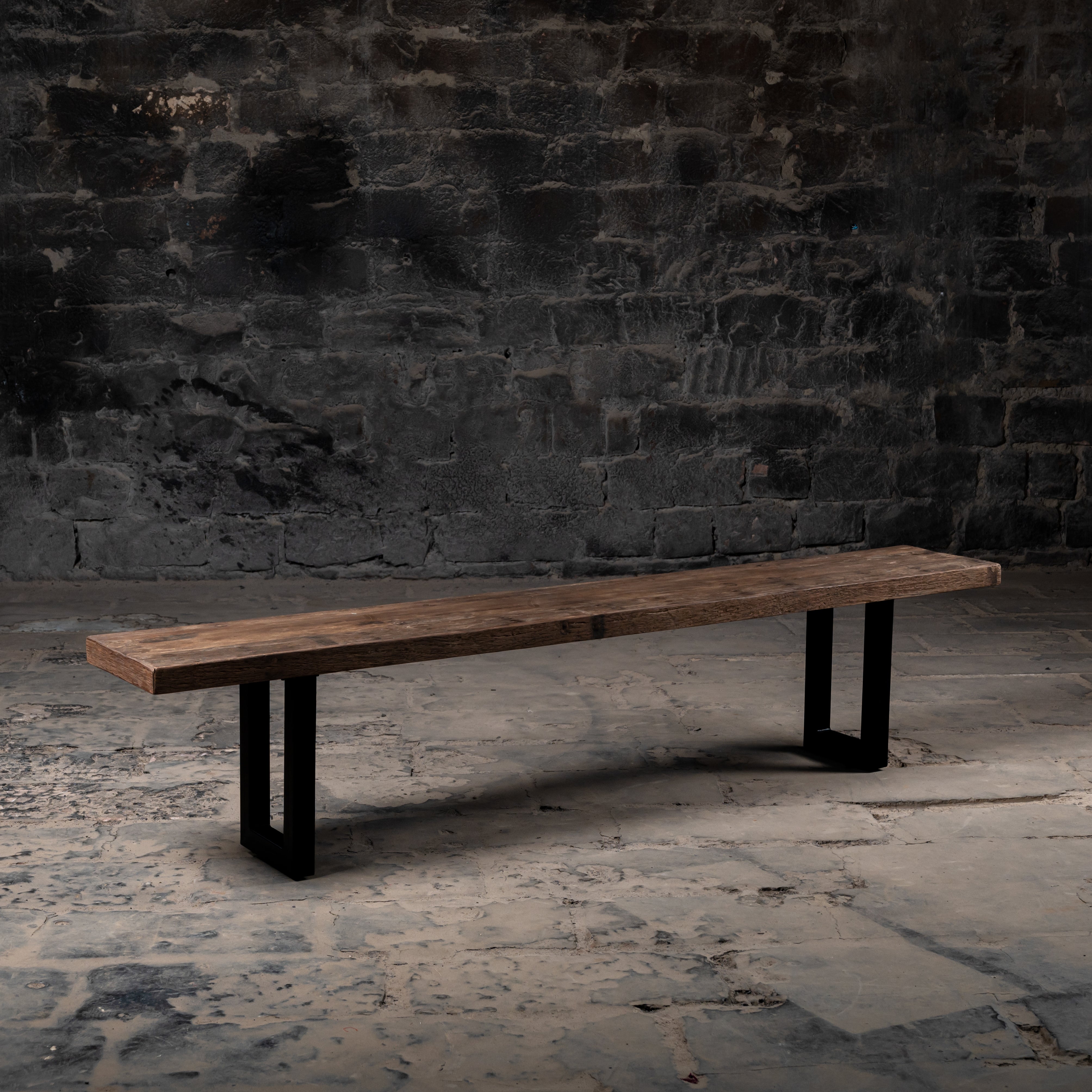 Reclaimed Weathered Wood Bench