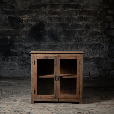 Vintage Weathered Wood Storage Cabinet for Kitchen & Home