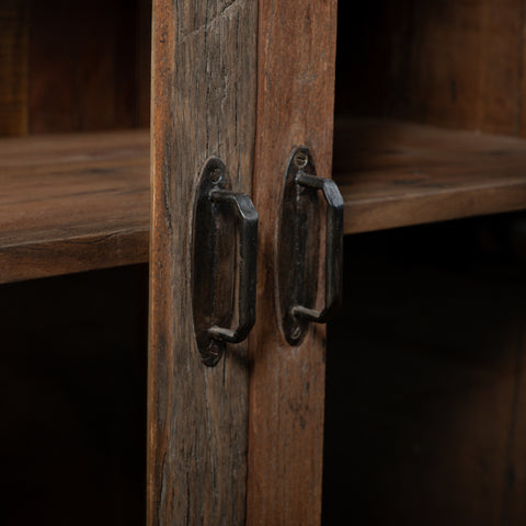 Vintage Weathered Wood Storage Cabinet for Kitchen & Home