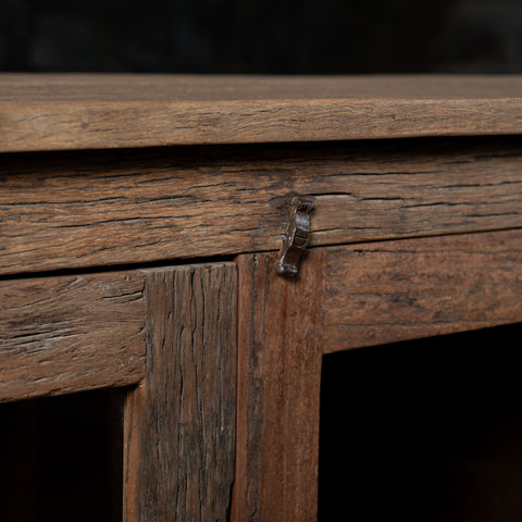 Vintage Weathered Wood Storage Cabinet for Kitchen & Home