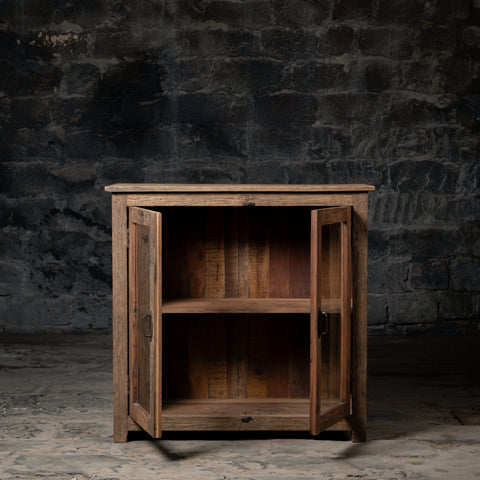 Vintage Weathered Wood Storage Cabinet for Kitchen & Home