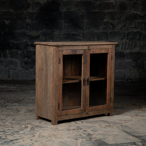 Vintage Weathered Wood Storage Cabinet for Kitchen & Home