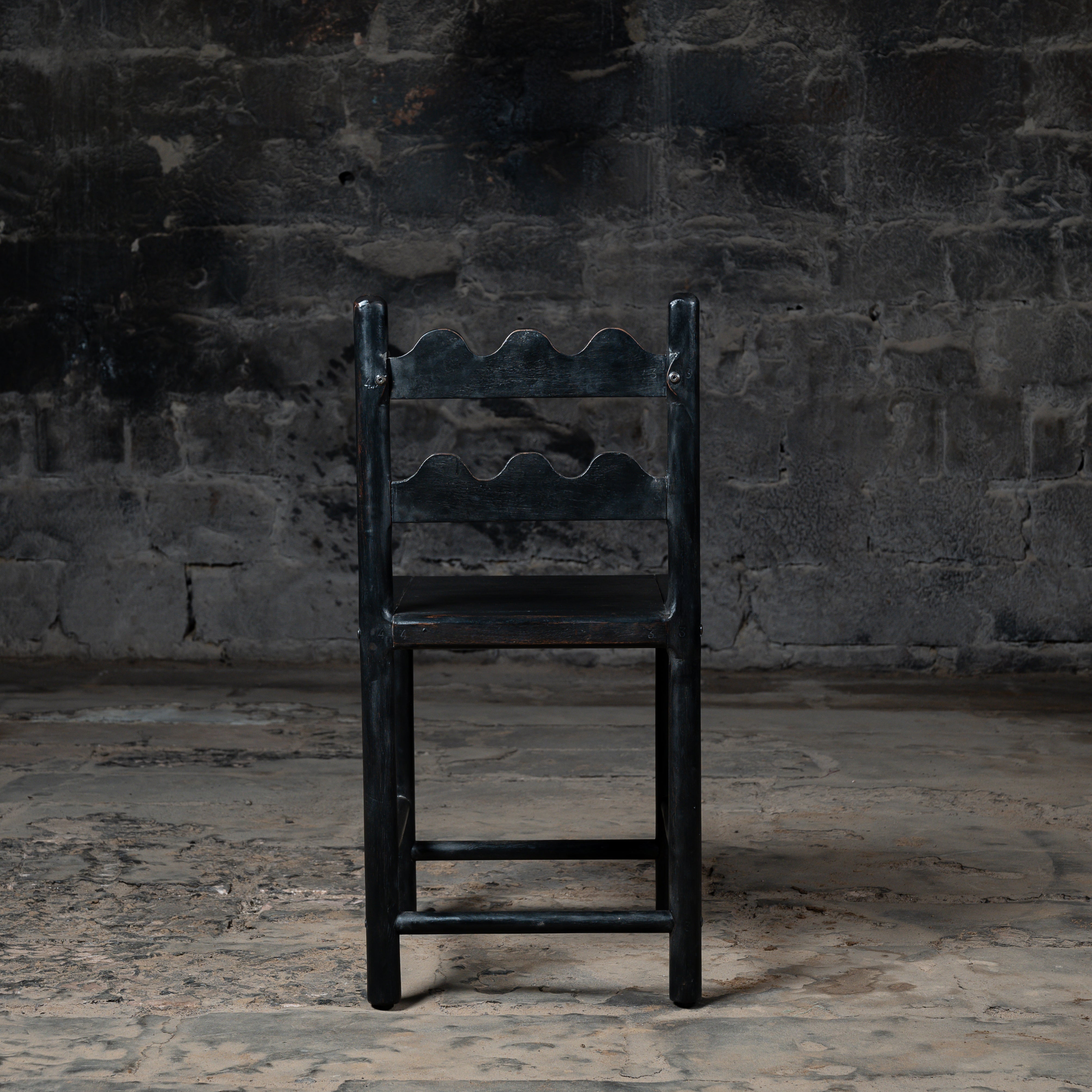 Vintage Black Reclaimed Acacia Wood Dining Chair