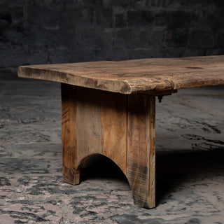 Handcrafted Reclaimed Wood Bench with Arched Trestle Legs – Rustic Farmhouse Dining and Entryway Seating