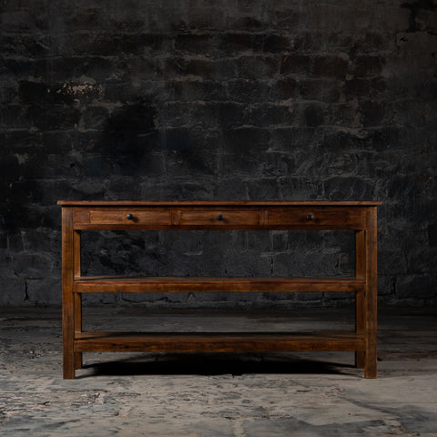 Rustic Reclaimed Weathered Wood Console Table With Drawers