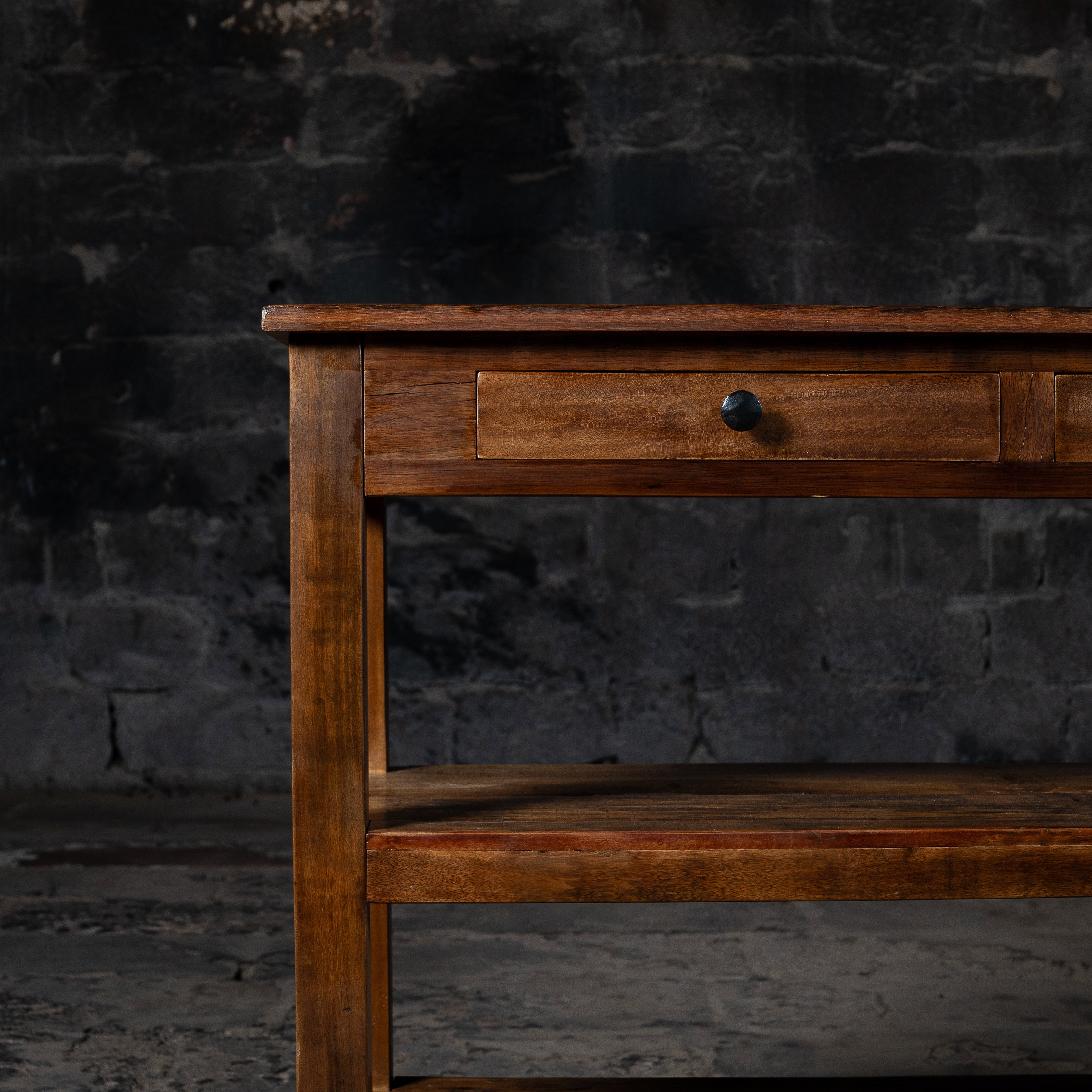 Rustic Reclaimed Weathered Wood Console Table With Drawers