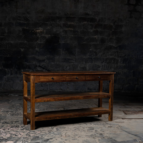 Rustic Reclaimed Weathered Wood Console Table With Drawers