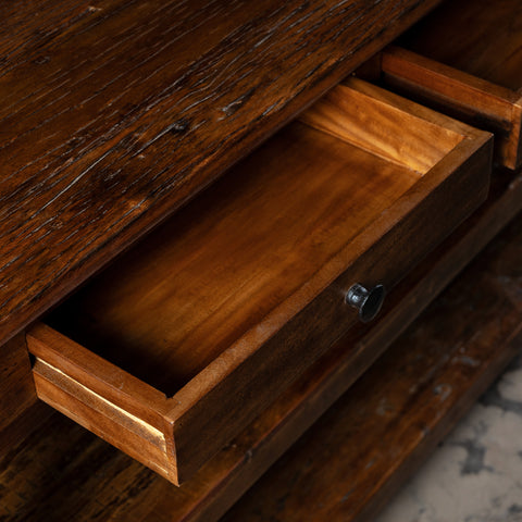 Rustic Reclaimed Weathered Wood Console Table With Drawers