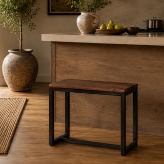 Compact Wood Metal Stool