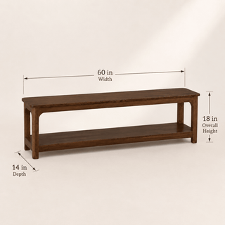 Farmhouse Teak Shelf Bench