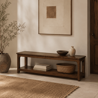 Farmhouse Teak Shelf Bench