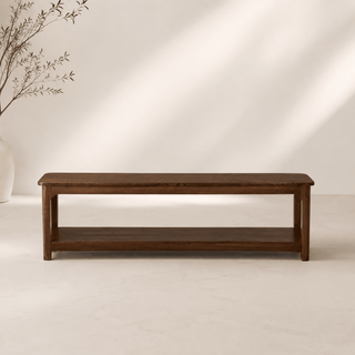 Farmhouse Teak Shelf Bench