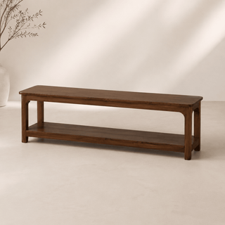 Farmhouse Teak Shelf Bench