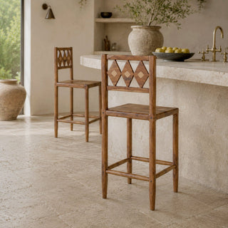 Geometric Acacia Bar Chair