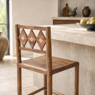 Geometric Acacia Bar Chair