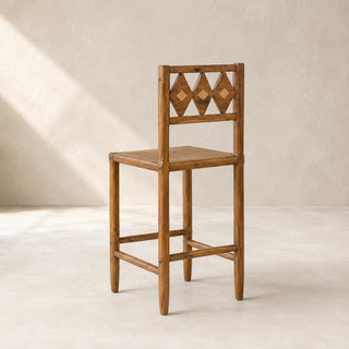 Geometric Acacia Bar Chair