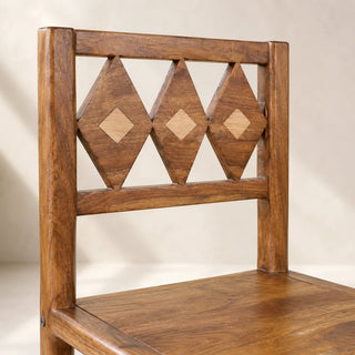 Geometric Acacia Bar Chair