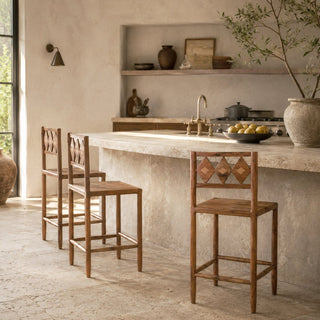 Geometric Acacia Bar Chair