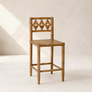 Geometric Acacia Bar Chair