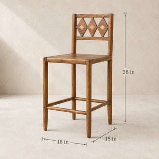 Geometric Acacia Bar Chair