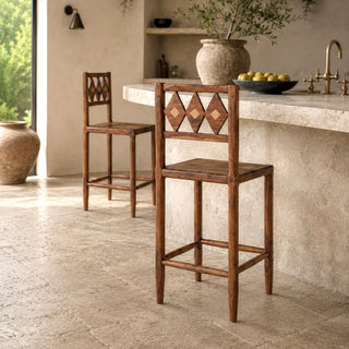 Geometric Acacia Bar Chair