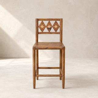 Geometric Acacia Bar Chair