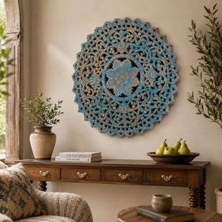 Hand Carved Mandala Wall Panel