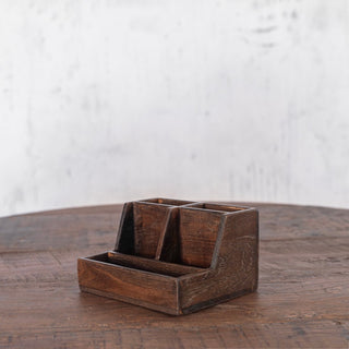 Handcrafted Teak Desk Organizer