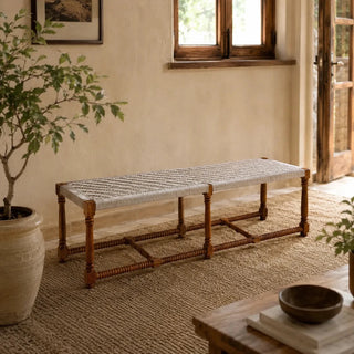 Handwoven Wooden Jute Bench