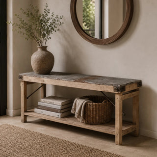 Haven Hinge Metallic Bench With Shelf