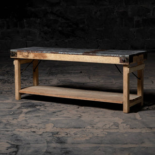 Haven Hinge Metallic Bench With Shelf - Qarnation