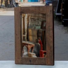 Handcrafted Reclaimed Wood Wall Mirror – Rustic Rectangular Farmhouse Décor for Bathroom, Bedroom and Entryway