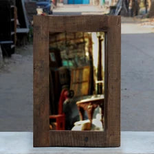 Handcrafted Reclaimed Wood Wall Mirror – Rustic Rectangular Farmhouse Décor for Bathroom, Bedroom and Entryway