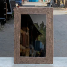 Handcrafted Reclaimed Wood Wall Mirror – Rustic Rectangular Farmhouse Accent for Bathroom, Bedroom and Entryway