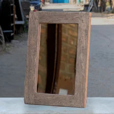 Handcrafted Reclaimed Wood Wall Mirror – Rustic Rectangular Farmhouse Accent for Bathroom, Bedroom and Entryway