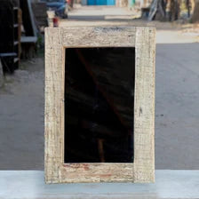 Handcrafted Reclaimed Wood Wall Mirror – Rustic Rectangular Farmhouse Accent for Bathroom, Bedroom and Entryway