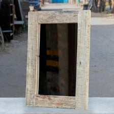 Handcrafted Reclaimed Wood Wall Mirror – Rustic Rectangular Farmhouse Accent for Bathroom, Bedroom and Entryway
