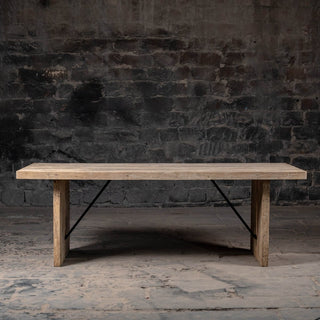 Reclaimed Weathered Wood Dining Table - Qarnation