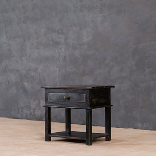 Rustic Black Bedside Table