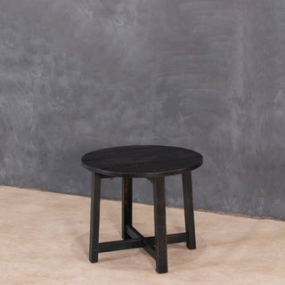 Rustic Black Round End Table