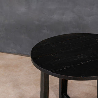 Rustic Black Round End Table