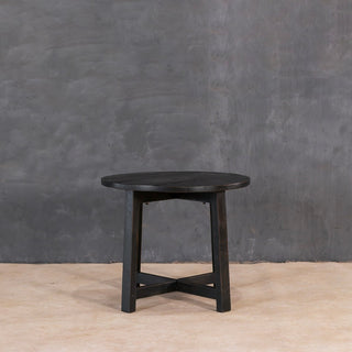 Rustic Black Round End Table