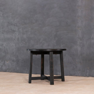 Rustic Black Round End Table