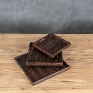 Rustic Reclaimed Teak Tray Set