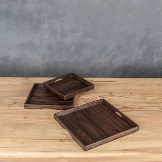 Rustic Reclaimed Teak Tray Set