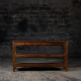Rustic Reclaimed Weathered Wood Console Table With Drawers - Qarnation