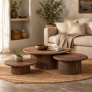 Rustic Round Nested Coffee Tables